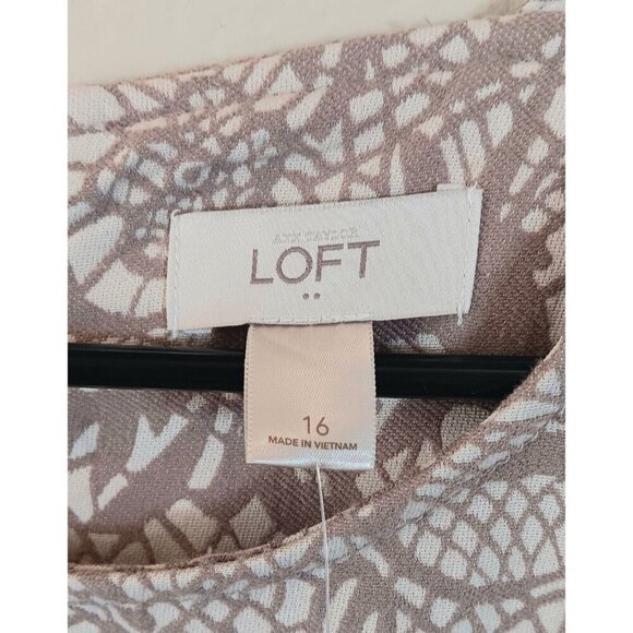 LOFT Lace Print A-Line Sleeveless Sheath Dress Size 16 Beige Tan Summer Wedding - Picture 6 of 10